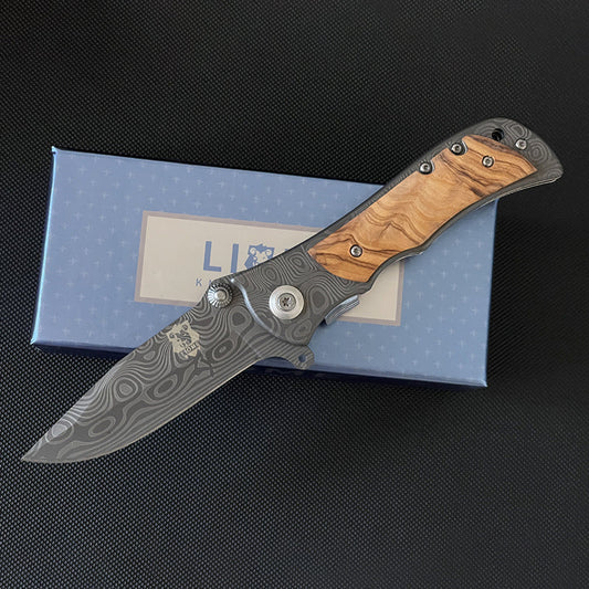 Liome 339 Damascus Pocket Folding Outdoor EDC Tool