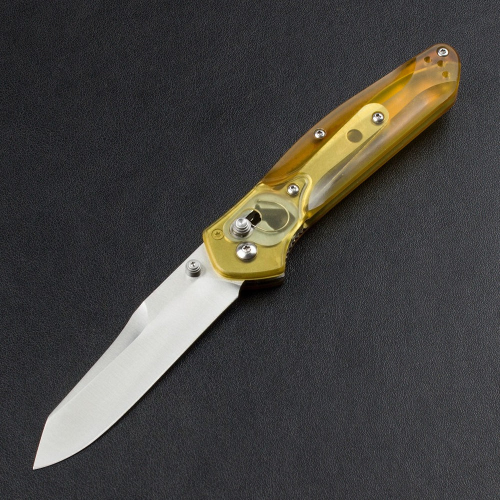 BM940 Transparent Yellow Handle D2 Steel Outdoor Folding Tool