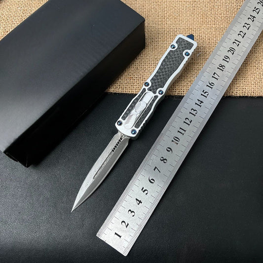 Damascus Carbon Fiber White Handle Aluminum Alloy Outdoor Portable Tool