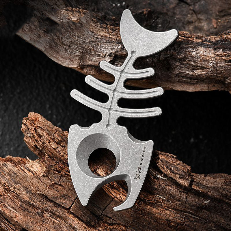 Multifunctional Rope Hole Bottle Opener Titanium EDC Tool Hung on Backpack