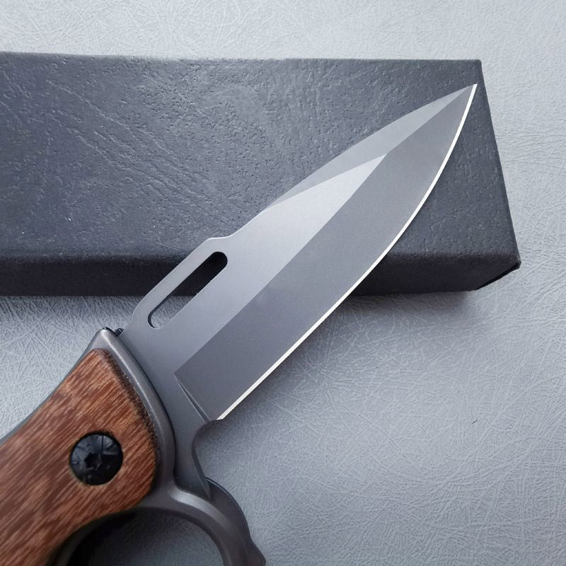 Wooden Handle Folding Outdoor Pocket Four Holes EDC Tools