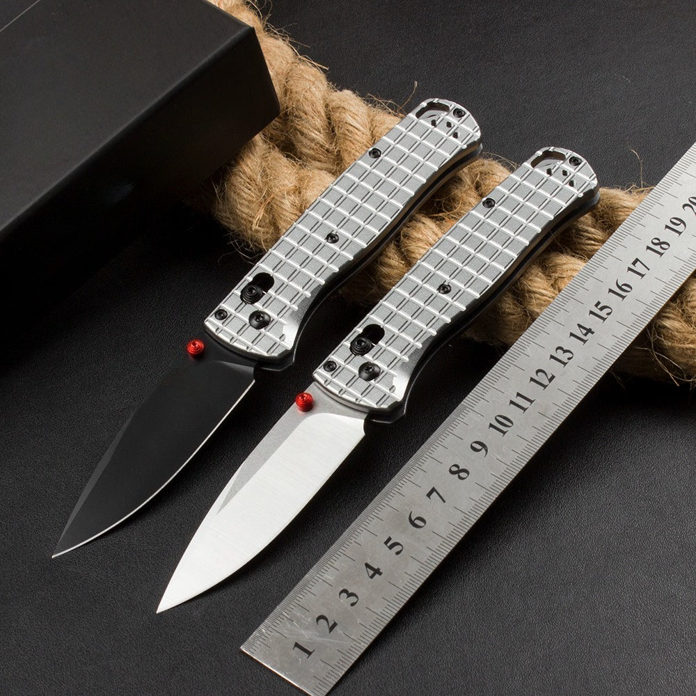 BM535 Bk-4 Checkered Aluminum Handle D2 Outdoor Folding Tool