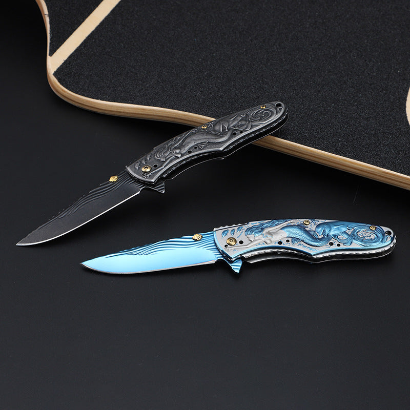 Mermaid-Embossed Handle Folding Outdoor Pocket EDC Tool