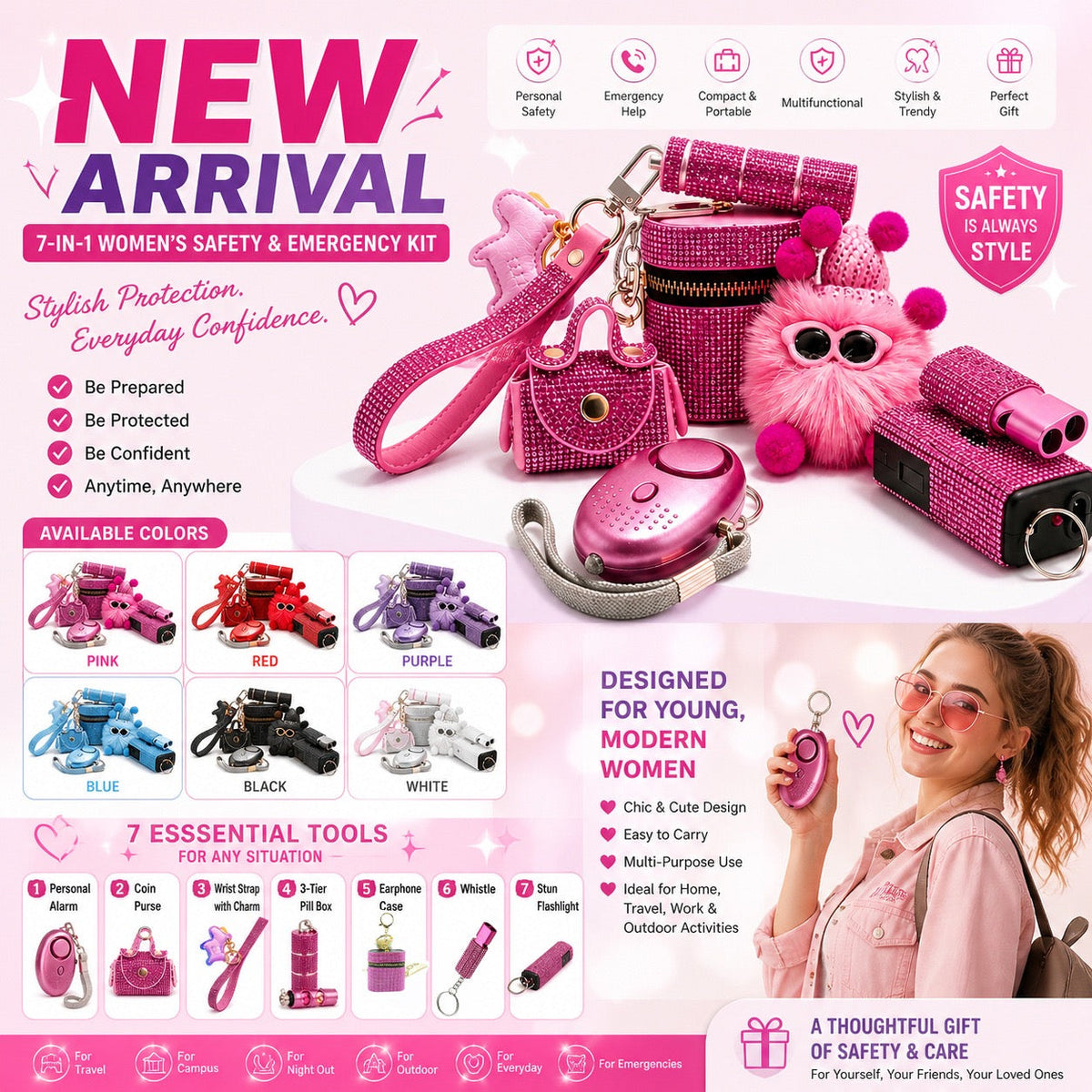 7-in-1 Women's Kit Personal Alarm