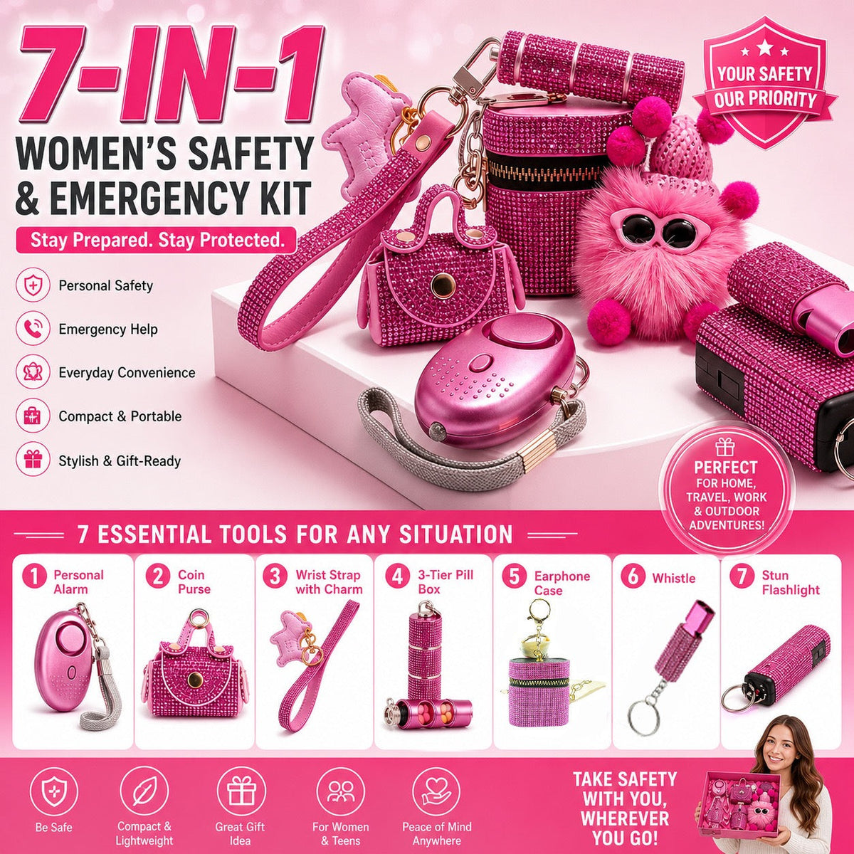7-in-1 Women's Kit Personal Alarm
