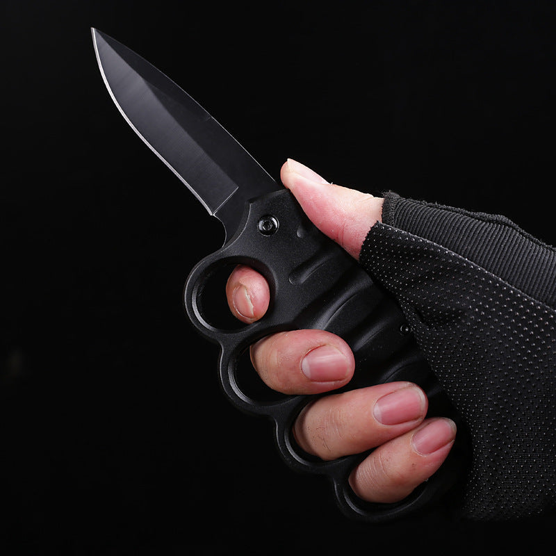 Multifunctional Four-hole Outdoor Black-plated Titanium Carbon Fiber Tool