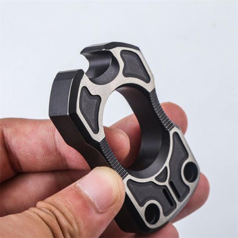 Single Finger TC4 Titanium Black Mini Bottle Outdoor EDC Tool