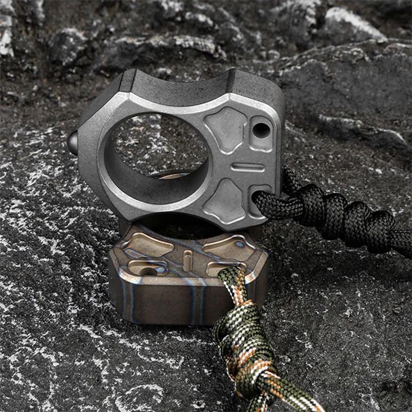 Handmade Titanium Portable Single Hole Creative EDC Outdoor Keychain Backpack Tool