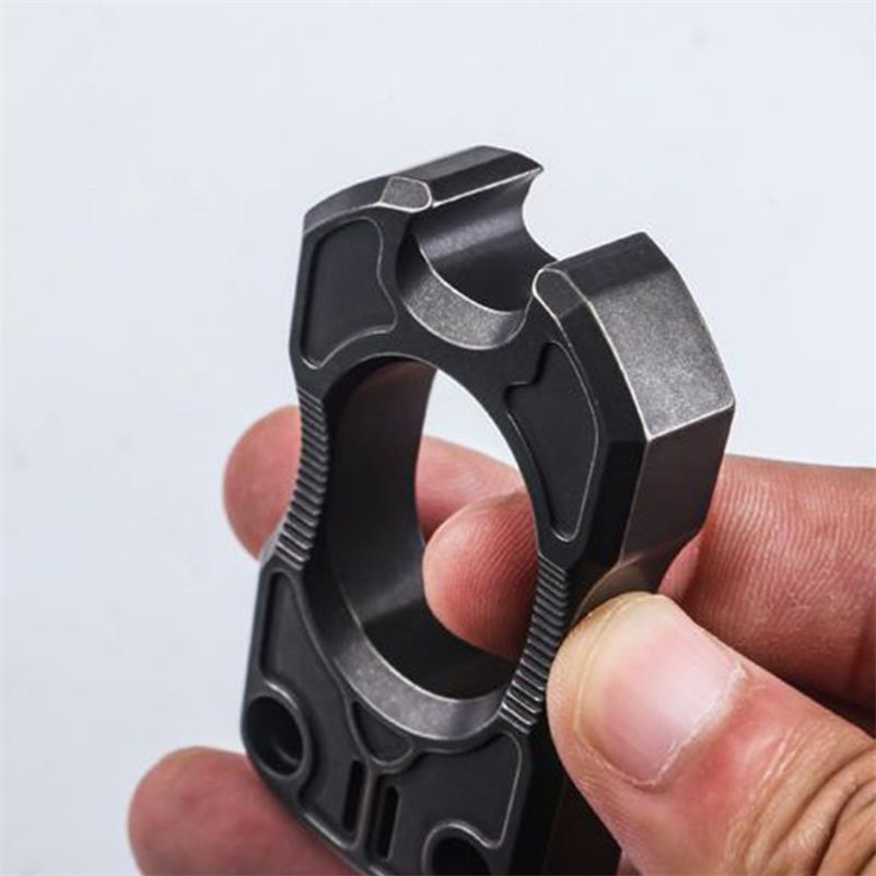 Single Finger TC4 Titanium Black Mini Bottle Outdoor EDC Tool
