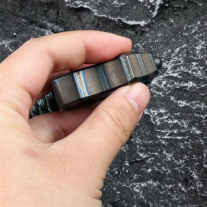 Handmade Titanium Portable Single Hole Creative EDC Outdoor Keychain Backpack Tool