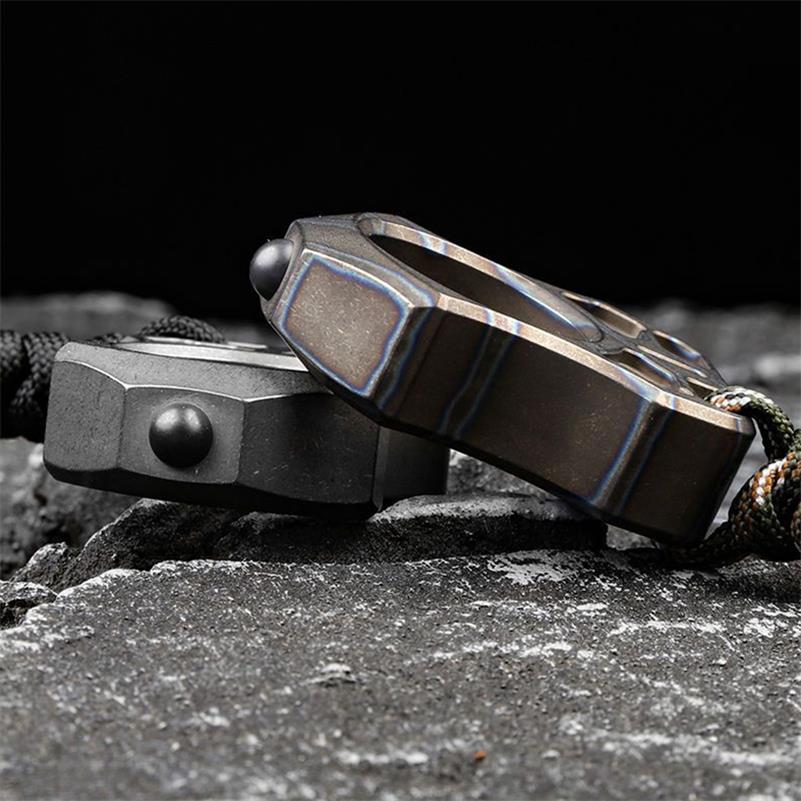 Handmade Titanium Portable Single Hole Creative EDC Outdoor Keychain Backpack Tool