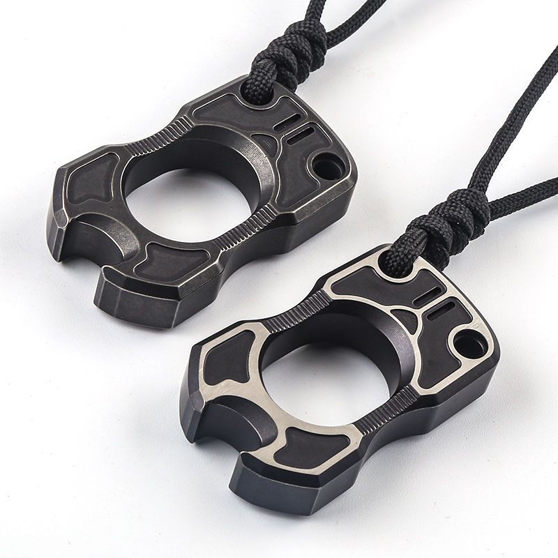 Single Finger TC4 Titanium Black Mini Bottle Outdoor EDC Tool