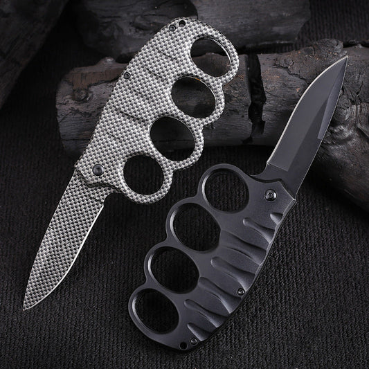 Multifunctional Four-hole Outdoor Black-plated Titanium Carbon Fiber Tool