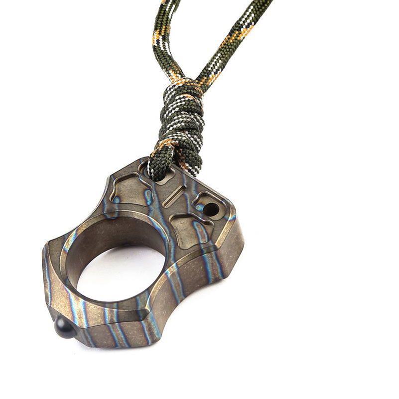 Handmade Titanium Portable Single Hole Creative EDC Outdoor Keychain Backpack Tool