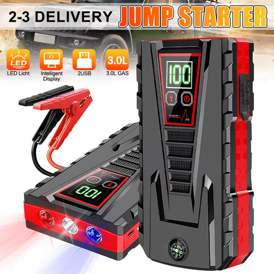 Car Jump Starter Pack -Booster Battery Charger Emergency Power Bank 6000A Peak, Portable Multi Function Car Jump Starter Emergency Booster
