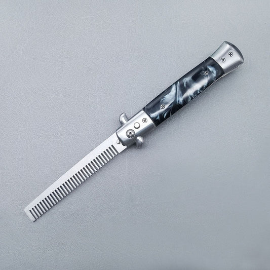 Stainless Steel OTF Folding Unsharpened Ornamental Comb