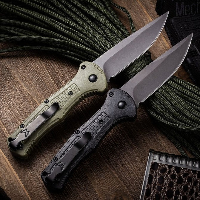 BM9070 Nylon Fiber Handle CNC Water-milled Gray Titanium-plated D2 Steel Outdoor Portable Tool