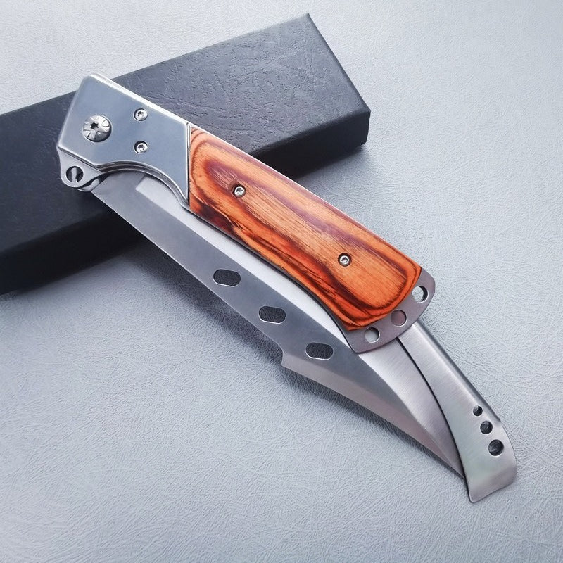 Large Folding Outdoor Tool with Redwood Handle