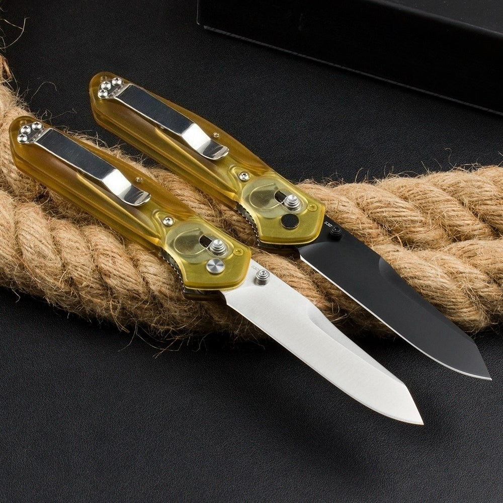 BM940 Transparent Yellow Handle D2 Steel Outdoor Folding Tool