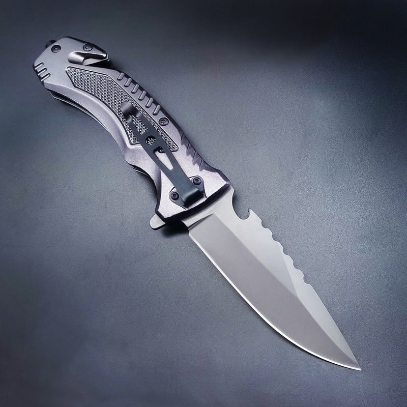 Multifunctional Folding Outdoor Wood and Steel Handle EDC Tool