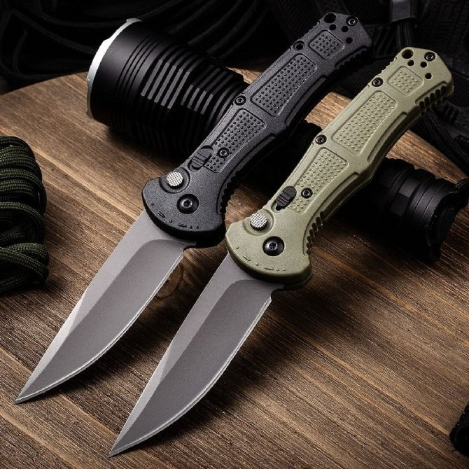 BM9070 Nylon Fiber Handle CNC Water-milled Gray Titanium-plated D2 Steel Outdoor Portable Tool