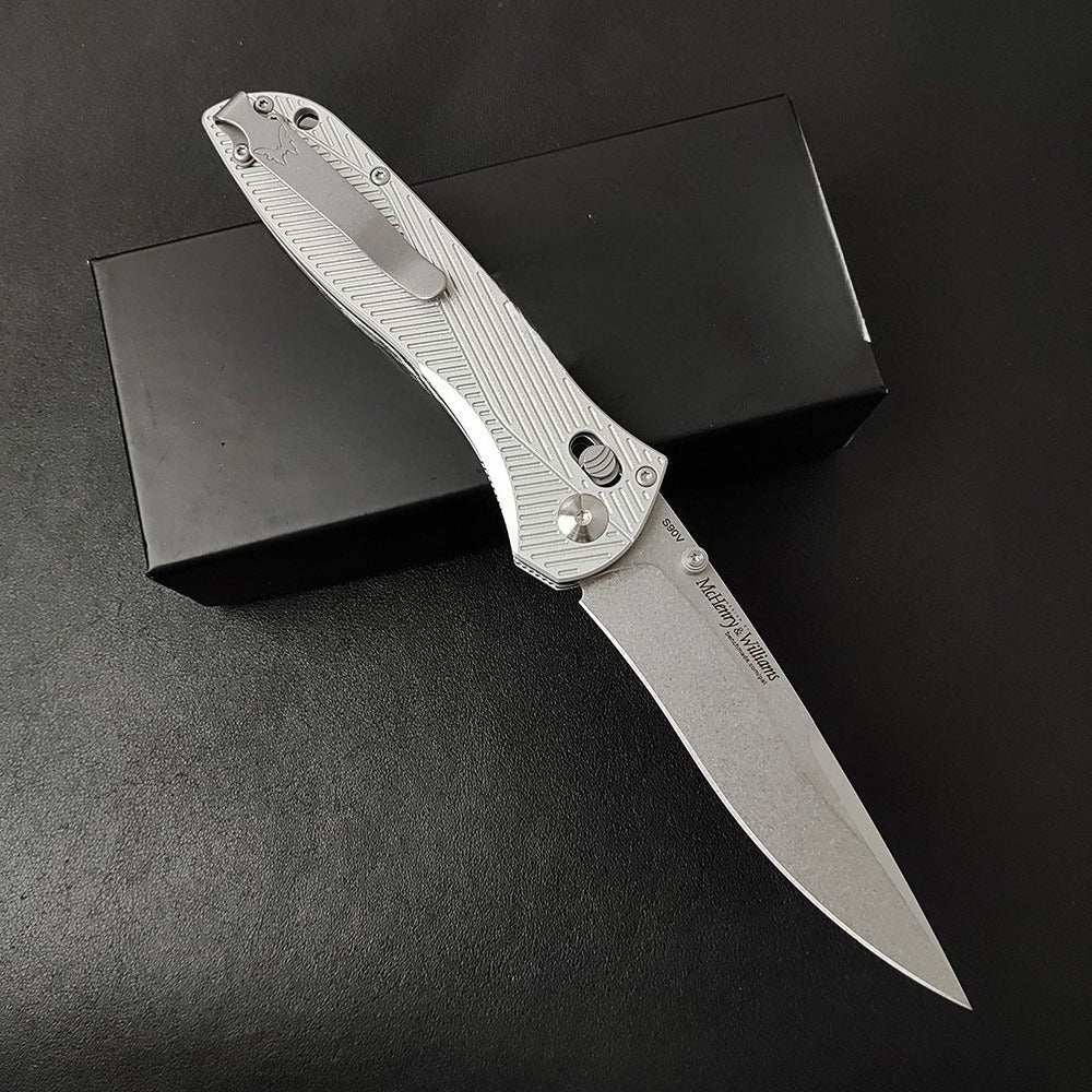 BM710 White Aluminum Alloy Handle 8cr13 Outdoor Folding Tool