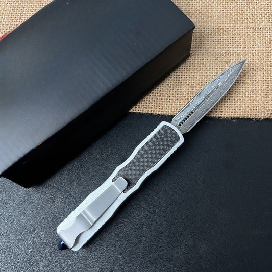 Damascus Carbon Fiber White Handle Aluminum Alloy Outdoor Portable Tool