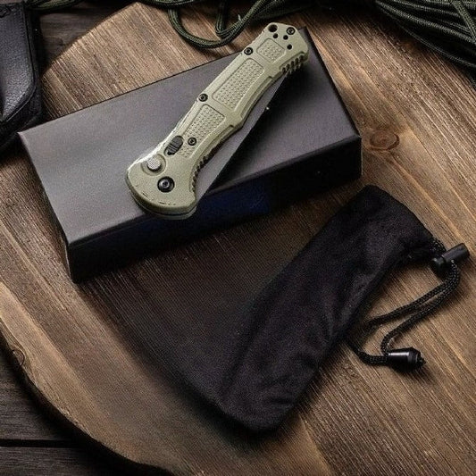 BM9070 Nylon Fiber Handle CNC Water-milled Gray Titanium-plated D2 Steel Outdoor Portable Tool