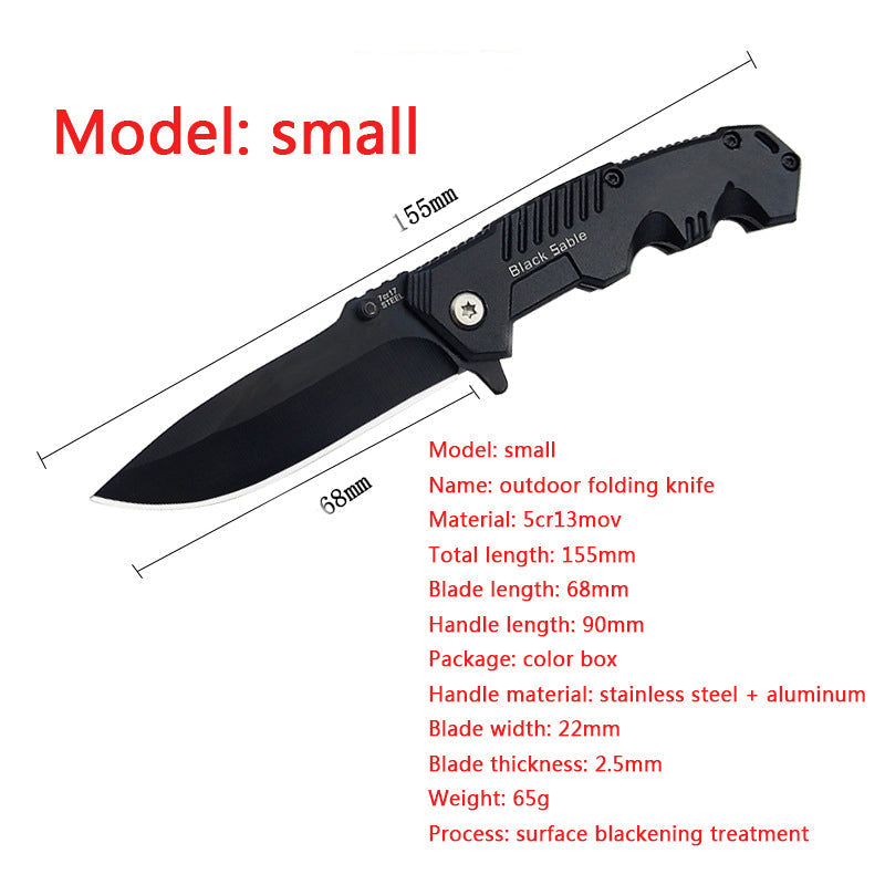 Portable Folding Outdoor Black Pocket Tool Large and Small Size