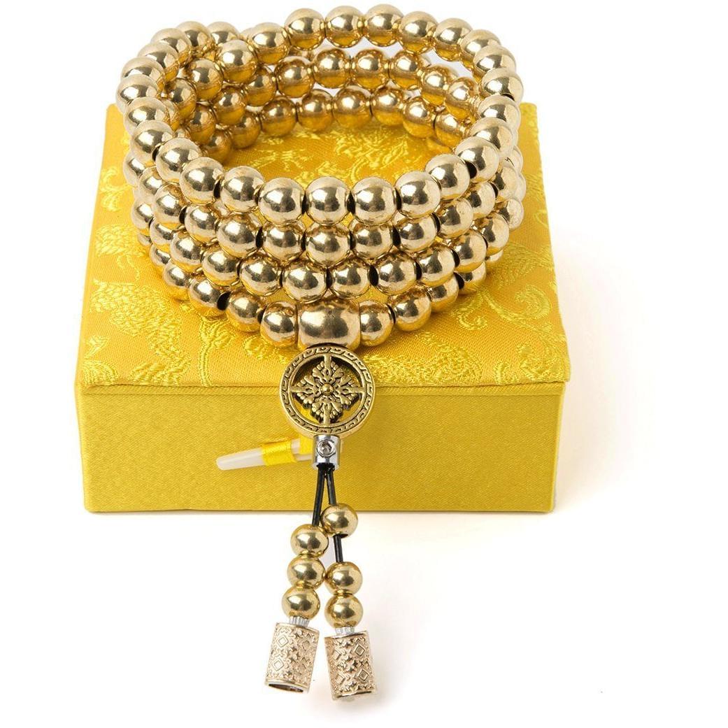 Full Brass Buddha Beads Self Defense Beads Mala Necklace