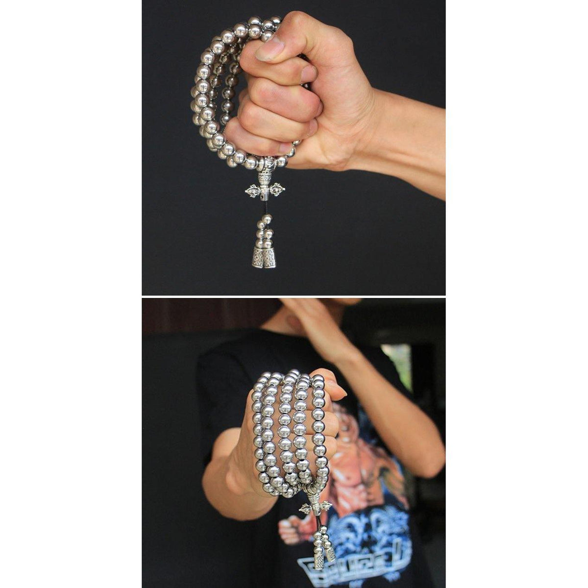 Full Stainless Steel Buddism Mala Self Defense Necklace EDC Defense Tool - Tacsafeworld EDC Gadgets