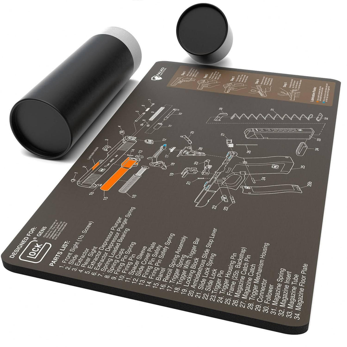 Glock device Cleaning Mat with Diagram