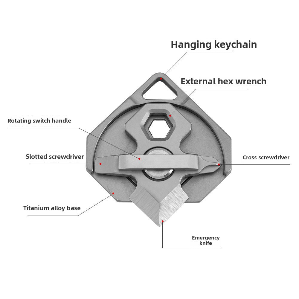 Titanium Alloy Mini Multi-function Keyaccessoryr Backpack EDC Tool